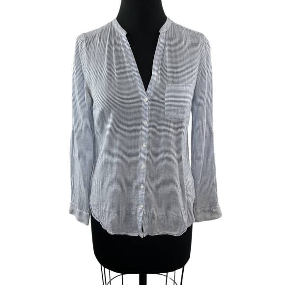 Anthropologie Holding Horses Blue Seersucker Button-Up Cotton Shirt Striped 2 - Picture 1 of 8